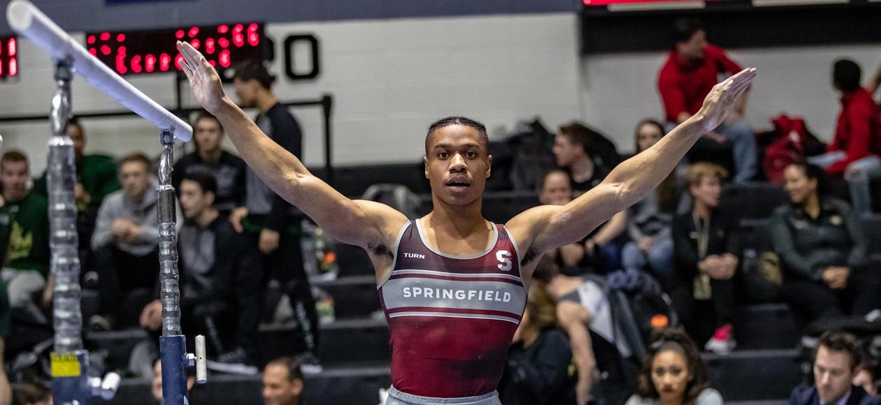 Springfield's Stephen Lewis is the top all-around qualifier for the 2019 NC men's gymnastics championships.