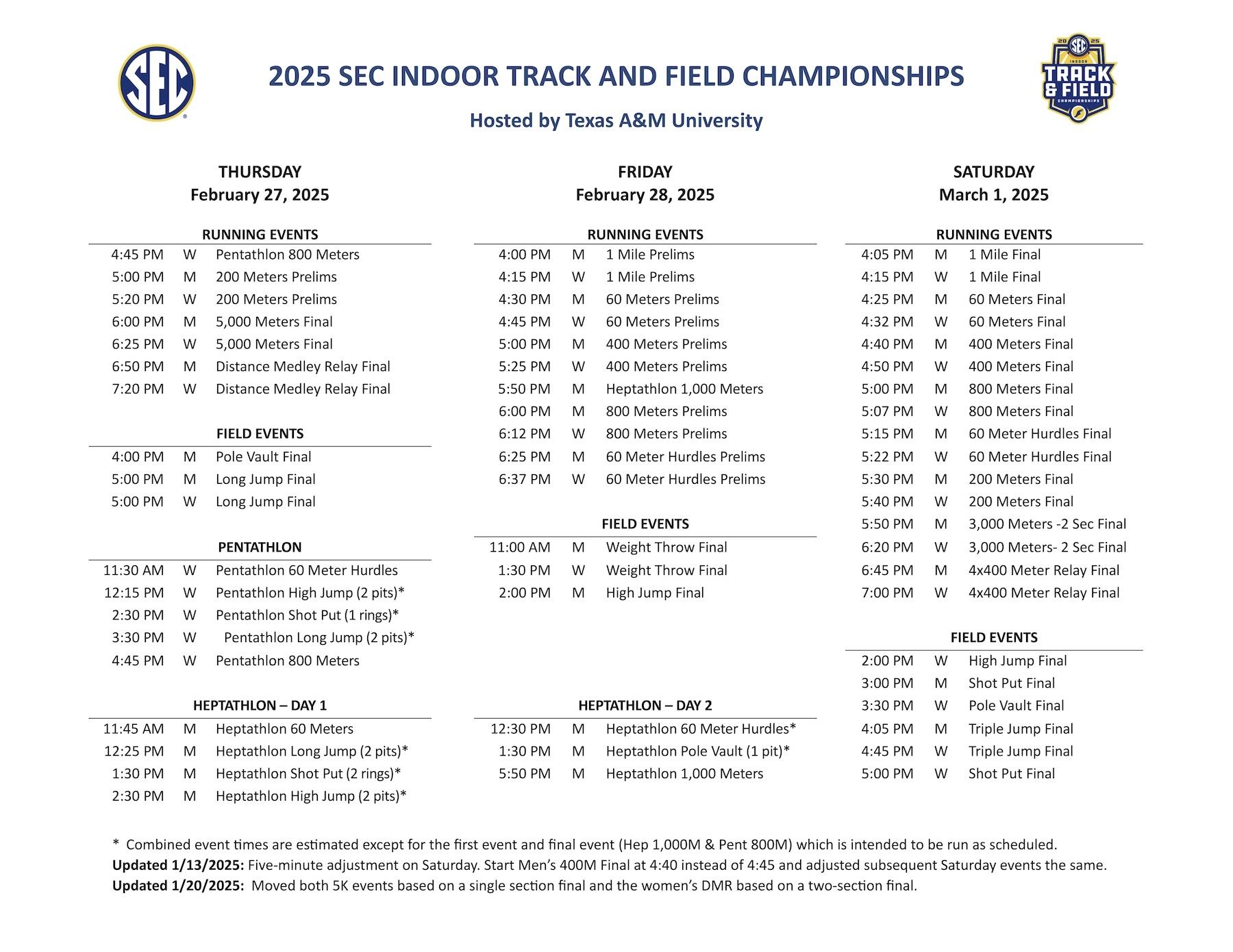 schedule of events