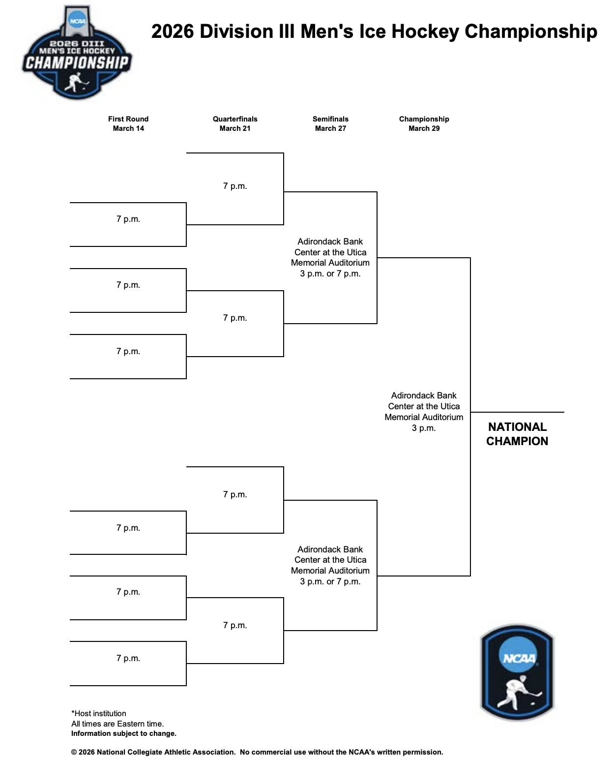 DIII men's ice hockey blank bracket